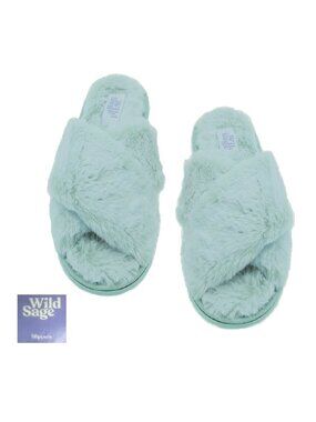 new Wild Sage Women's 7-8 Slippers in FROSTED MERCURY GREEN color (Size Medium)